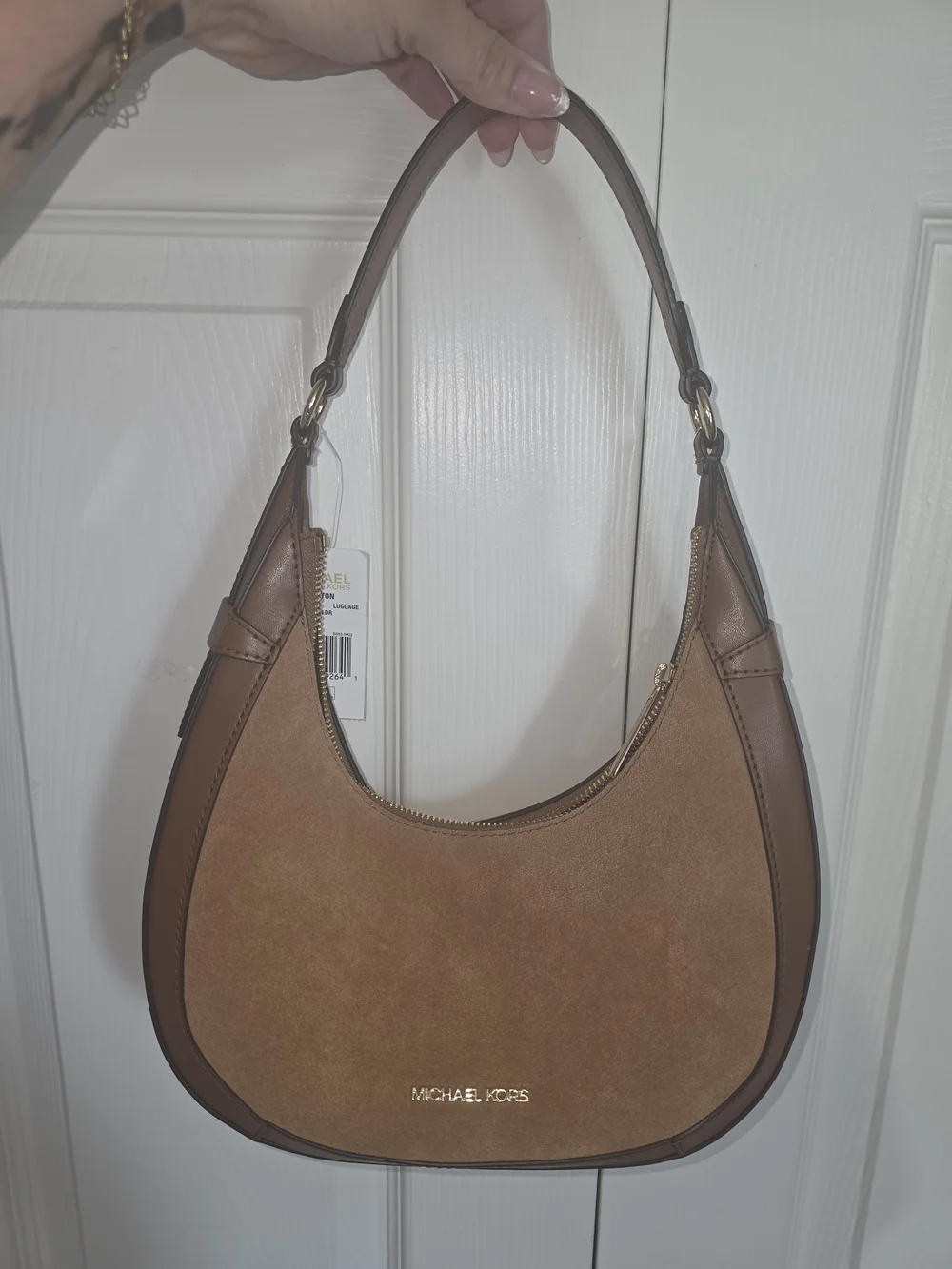 Michael Kors Brown Suede & Leather Hobo Shoulder Bag